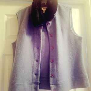 Blue Vest with Fur Collar